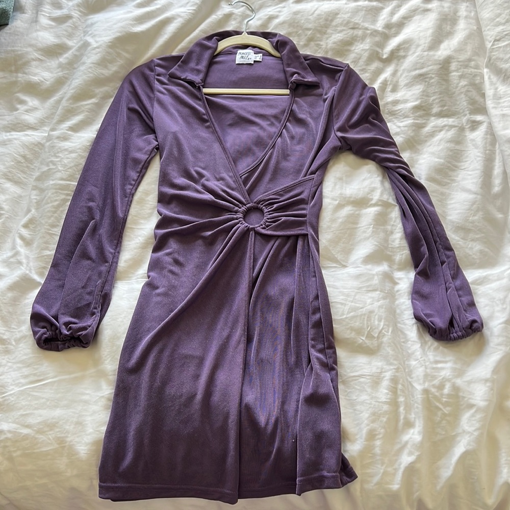 Purple Wrap Long Sleeve Princess Polly Dress